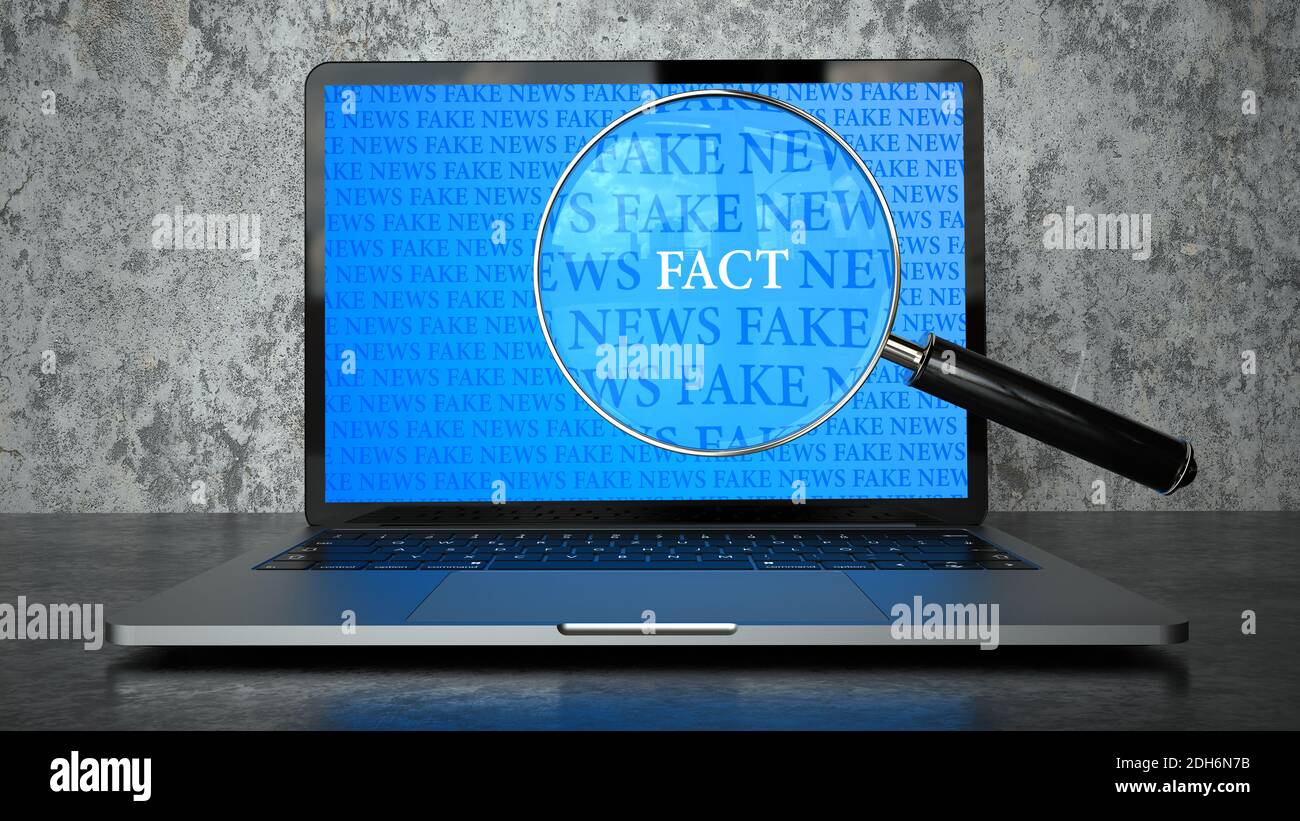 Fake News Loupe Facts Notebook Banque D'Images