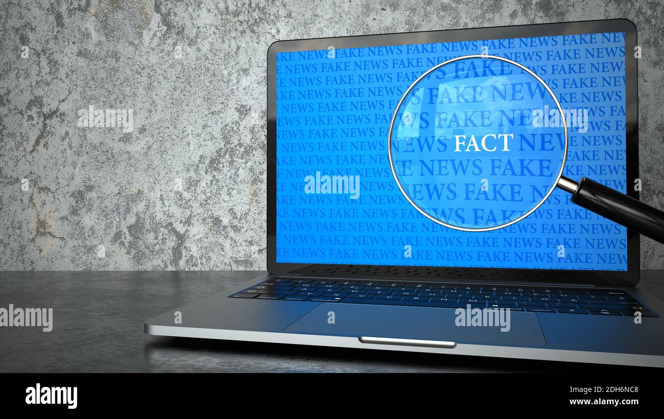 Fake News Loupe Facts Notebook Banque D'Images