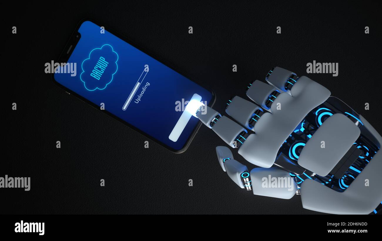 Sauvegarde de smartphone robot humanoid Banque D'Images