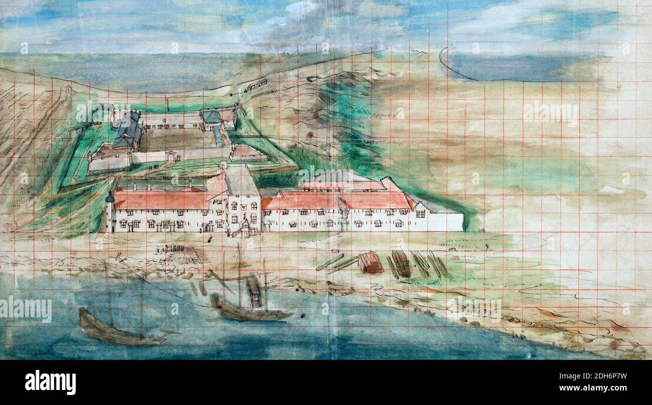 Aperçu de fort Zeelandia, Taïwan - Johannes Vingboons, vers 1635 Banque D'Images