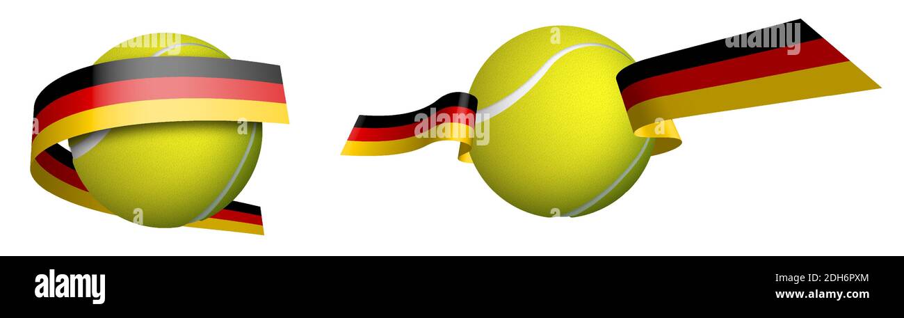 Ballon de tennis de sport en rubans avec couleurs drapeau allemand. Évaluation des athlètes au tennis. Vecteur isolé sur fond blanc Illustration de Vecteur