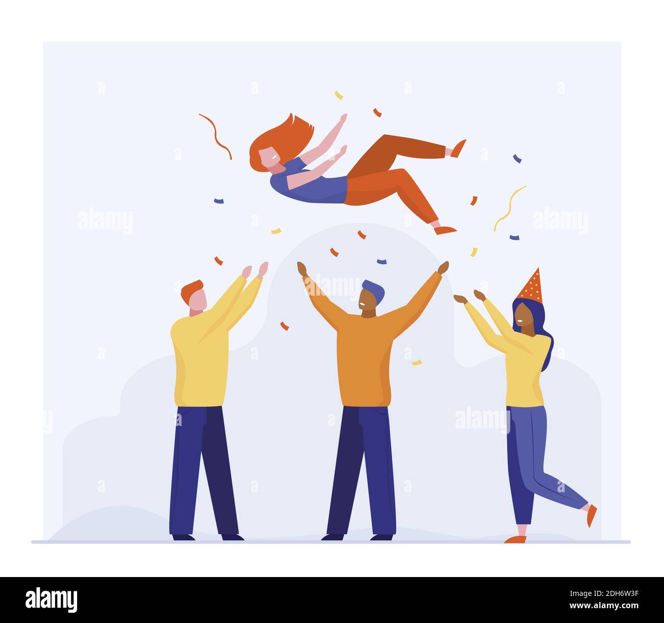 Jeune Femme Celebrant Son Anniversaire Avec Des Amis Illustration Vectorielle Plate De L Association Fete Celebration Amitie Concept Pour Banniere Webs Image Vectorielle Stock Alamy