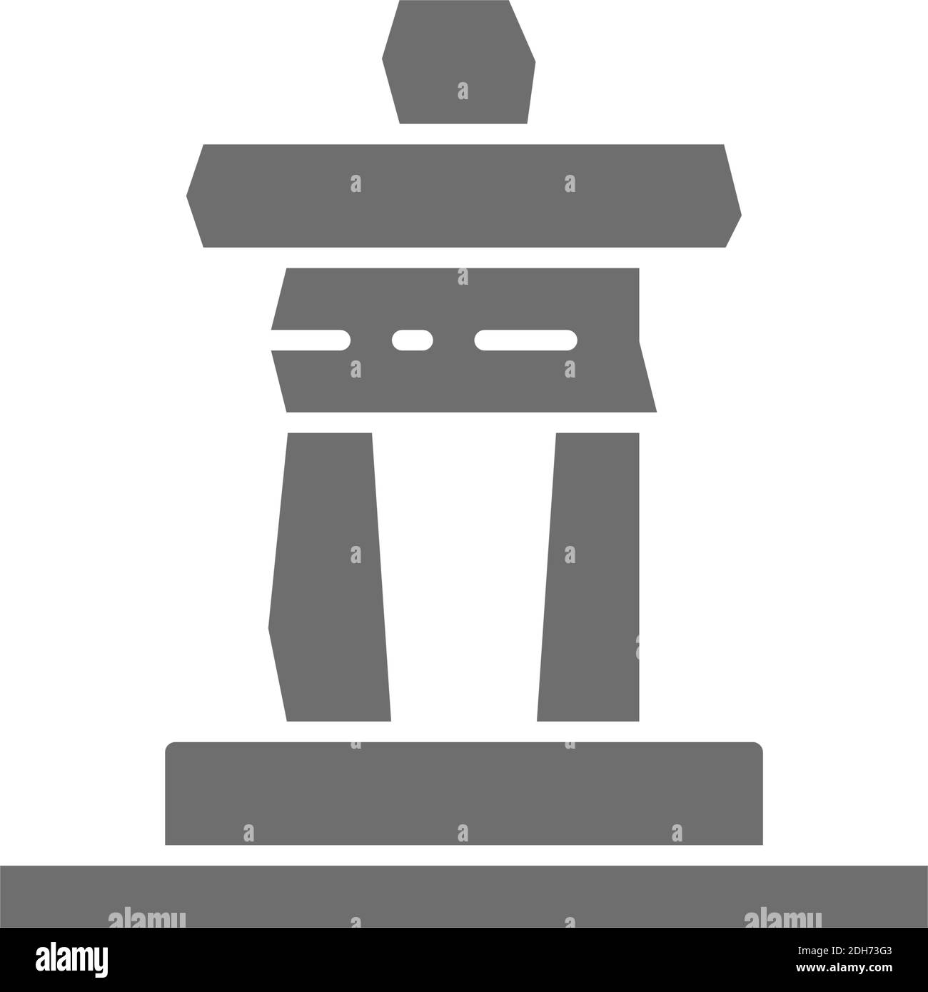 Statue de rocher inukshuk de Whistler Mountain, icône grise du Canada. Illustration de Vecteur