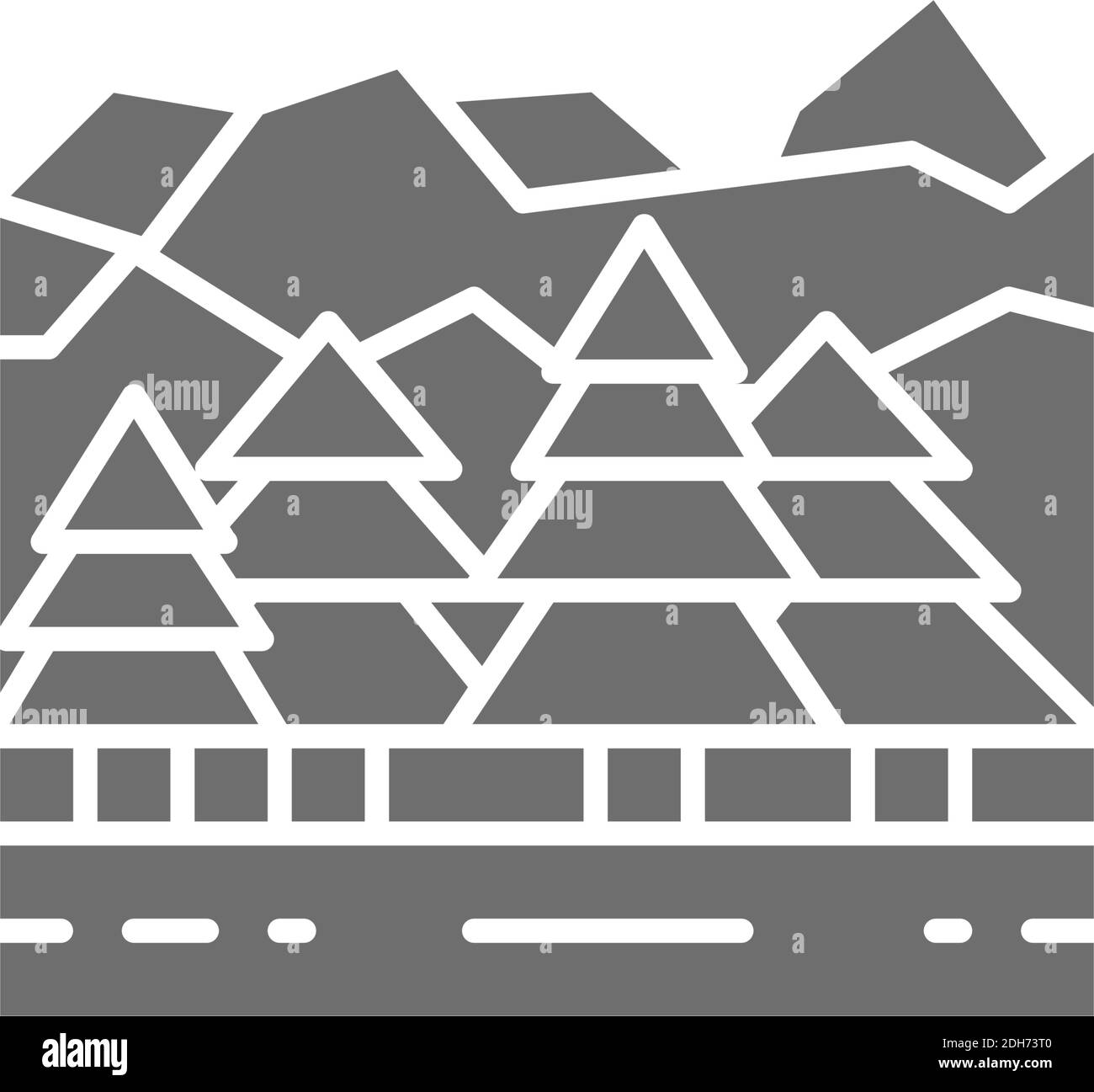 Forêt et montagnes, icône grise du paysage canadien. Illustration de Vecteur