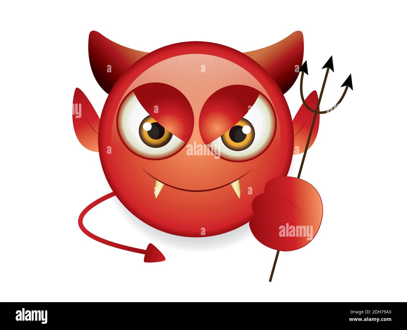 Émoticone de haute qualité souriant avec des cornes, diable emoji isolé sur fond blanc. Red face