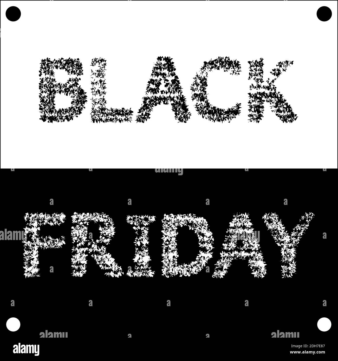 Affiche shopping minimaliste Black Friday. Bannière de réduction à deux tons avec légendes simples en noir et blanc. Illustration vectorielle Illustration de Vecteur