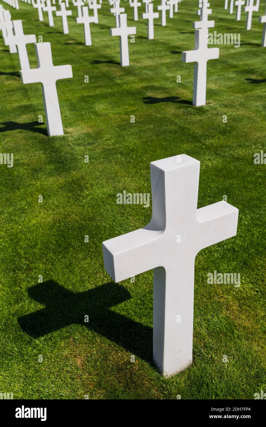 Cimetière Mémorial américain de la Seconde Guerre mondiale au Luxembourg Banque D'Images