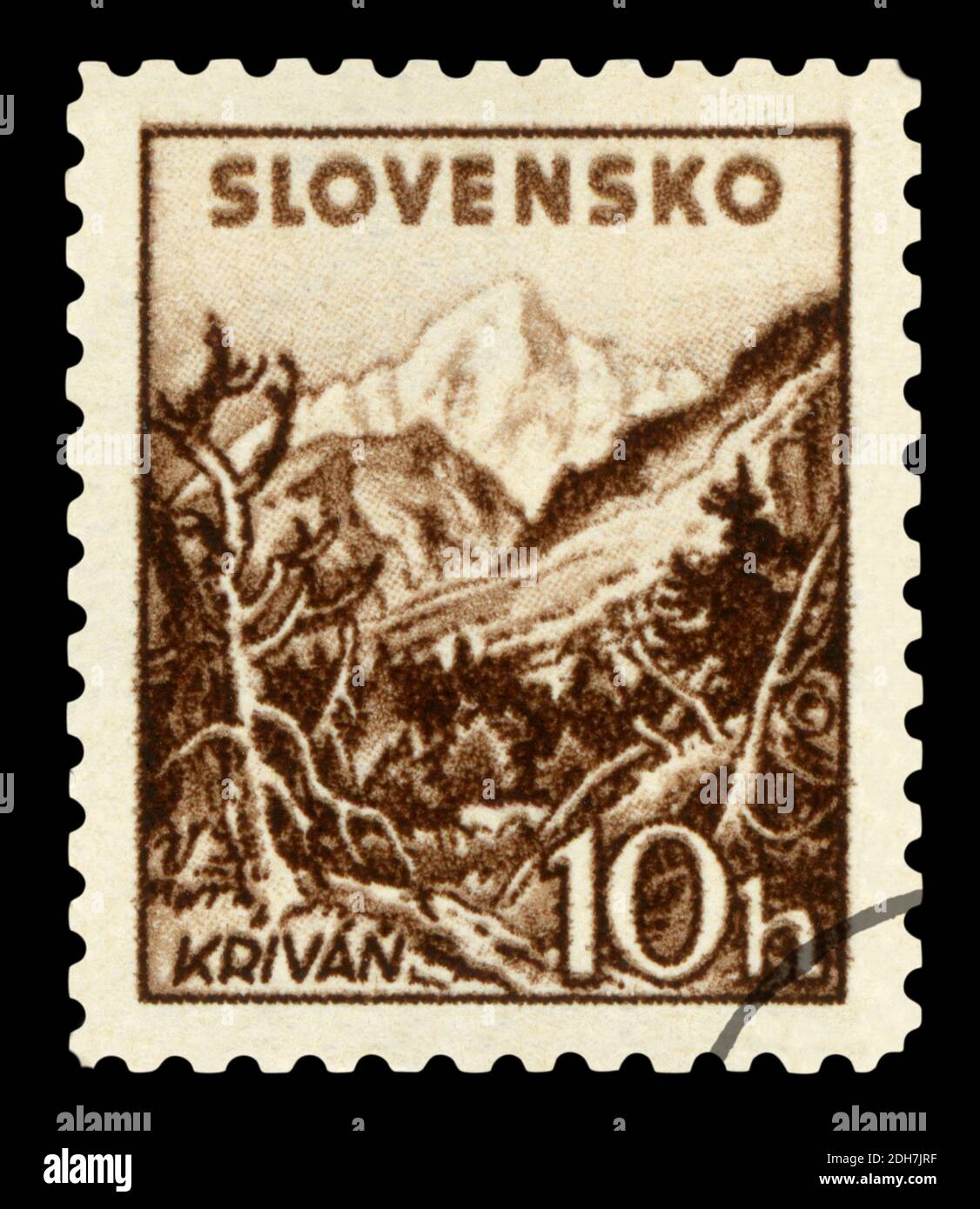 SLOVAQUIE - VERS 1943: Timbre imprimé en Slovaquie montrant Krivan situé dans les montagnes de High tatra, vers 1943 Banque D'Images