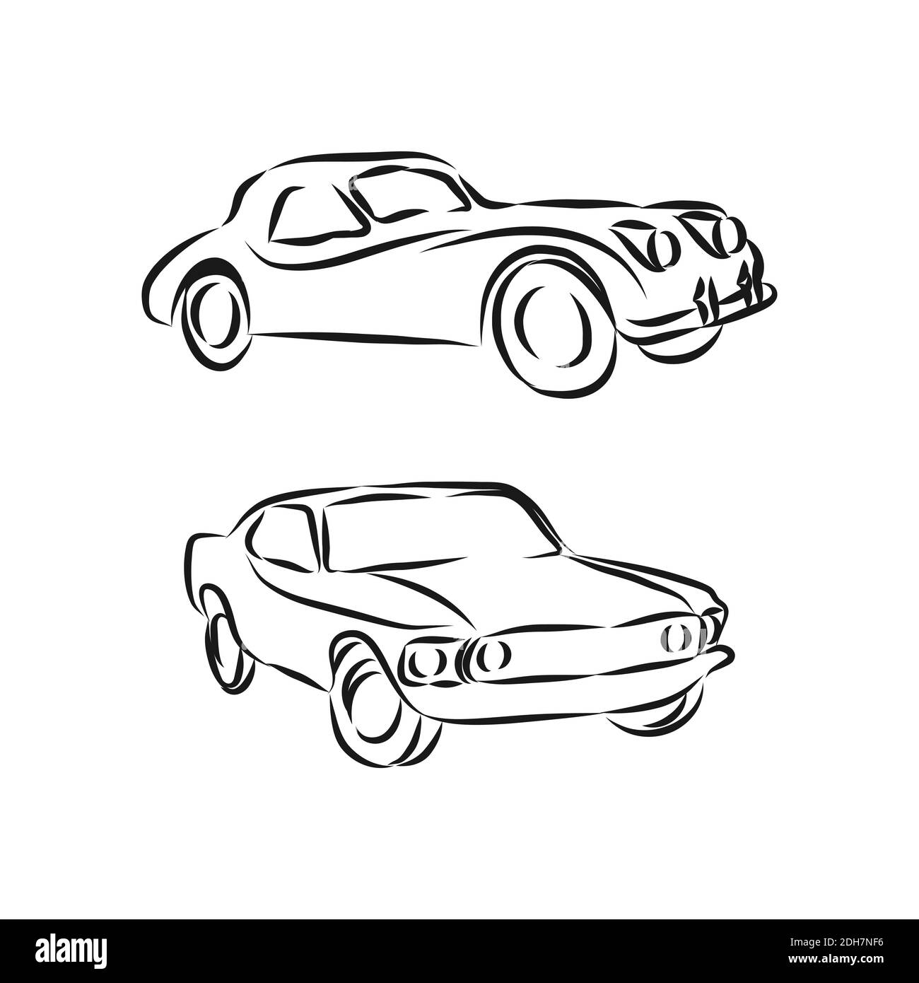 Ensemble de logo de voiture classique, Collection de voitures de muscle rétro et icône de voiture. Illustration de Vecteur