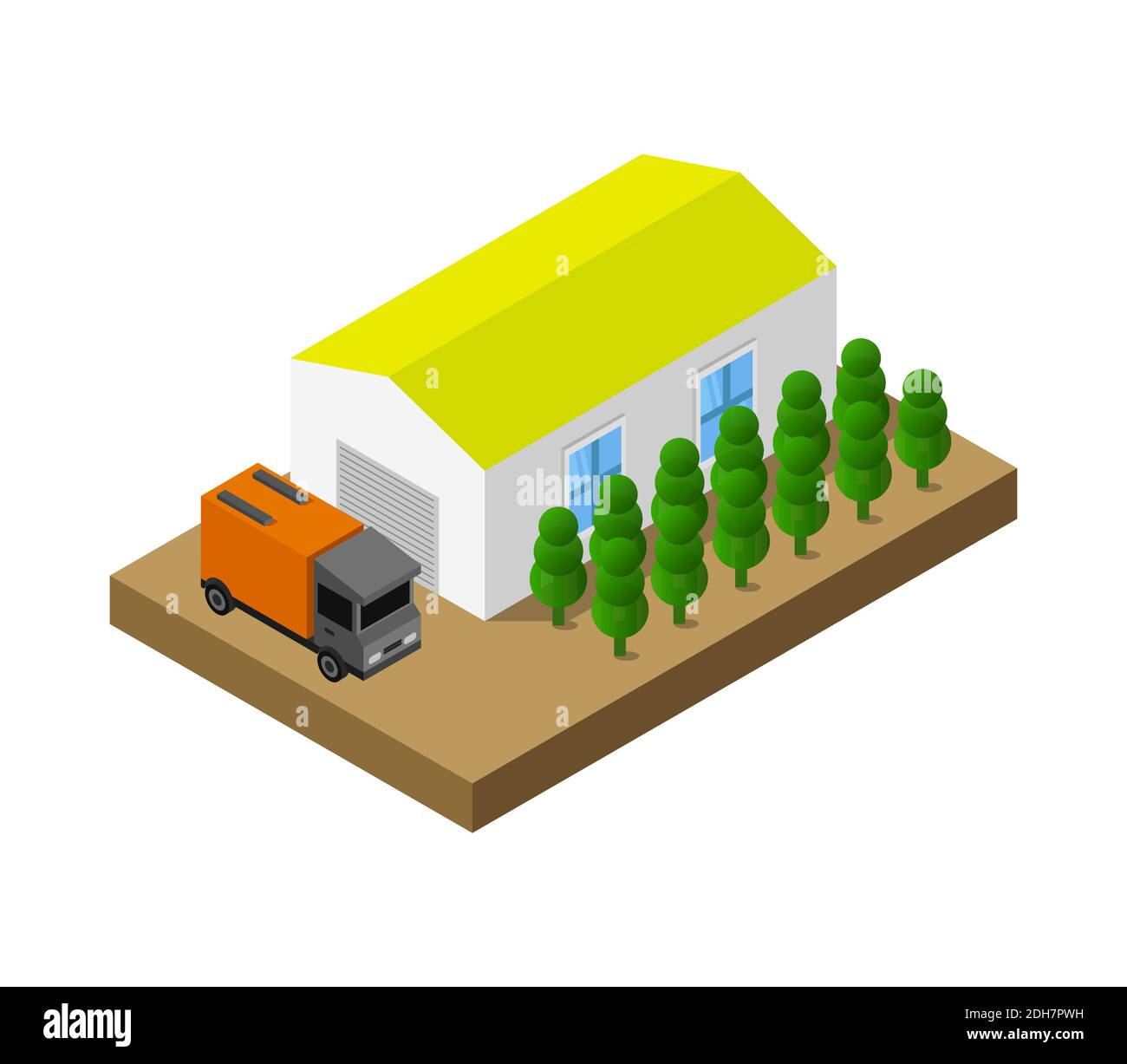 Garage isométrique illustré sur l'illustration graphique vectorielle à fond blanc. Illustration de Vecteur