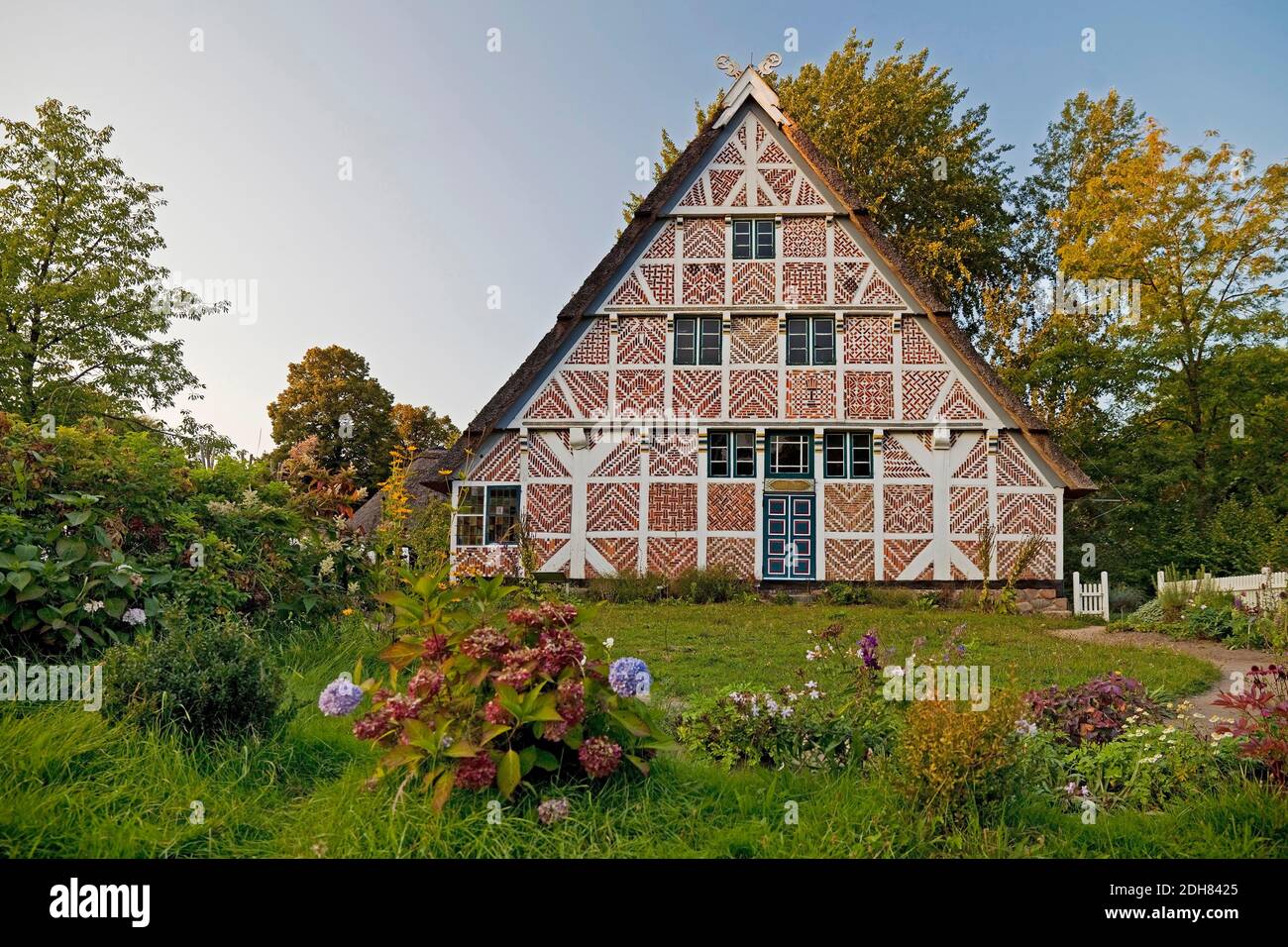 Ancienne maison de campagne sur l'île de Stade, musée en plein air, Allemagne, Basse-Saxe, Stade Banque D'Images