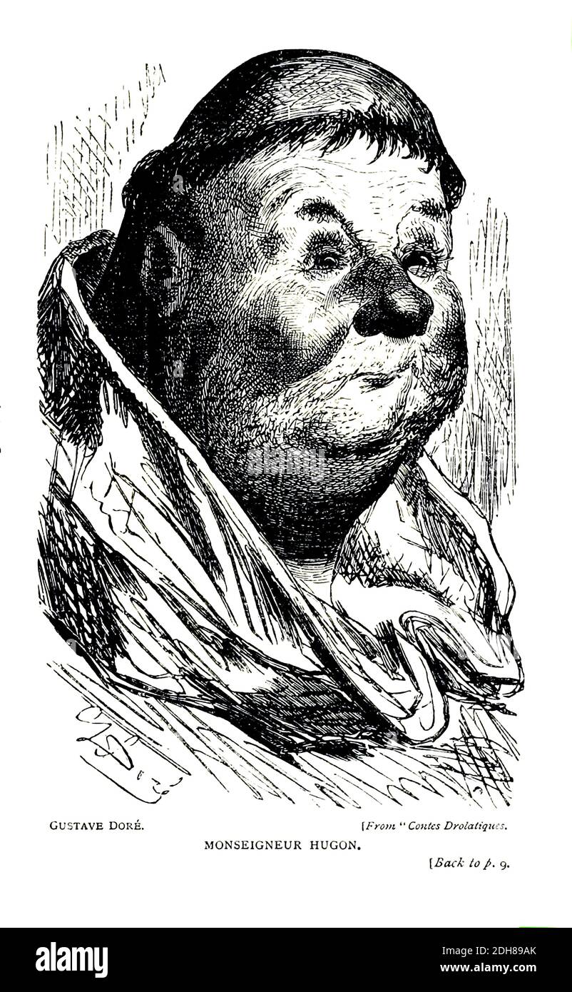 Monseigneur Hugon [Monseigneur Hugon de Sennecterre] de Gustave Dore [Paul Gustave Louis Christophe doré (6 janvier 1832 – 23 janvier 1883) est un artiste français, graveur, illustrateur, dessinateur de BD, caricaturiste et sculpteur qui travaille principalement avec la gravure de bois]. D'après le livre caricaturistes anglais et humoristes graphiques du XIXe siècle : comment ils ont illustré et interprété leur époque par Everitt, Graham, auteur. Publié à Londres en 1886 Banque D'Images