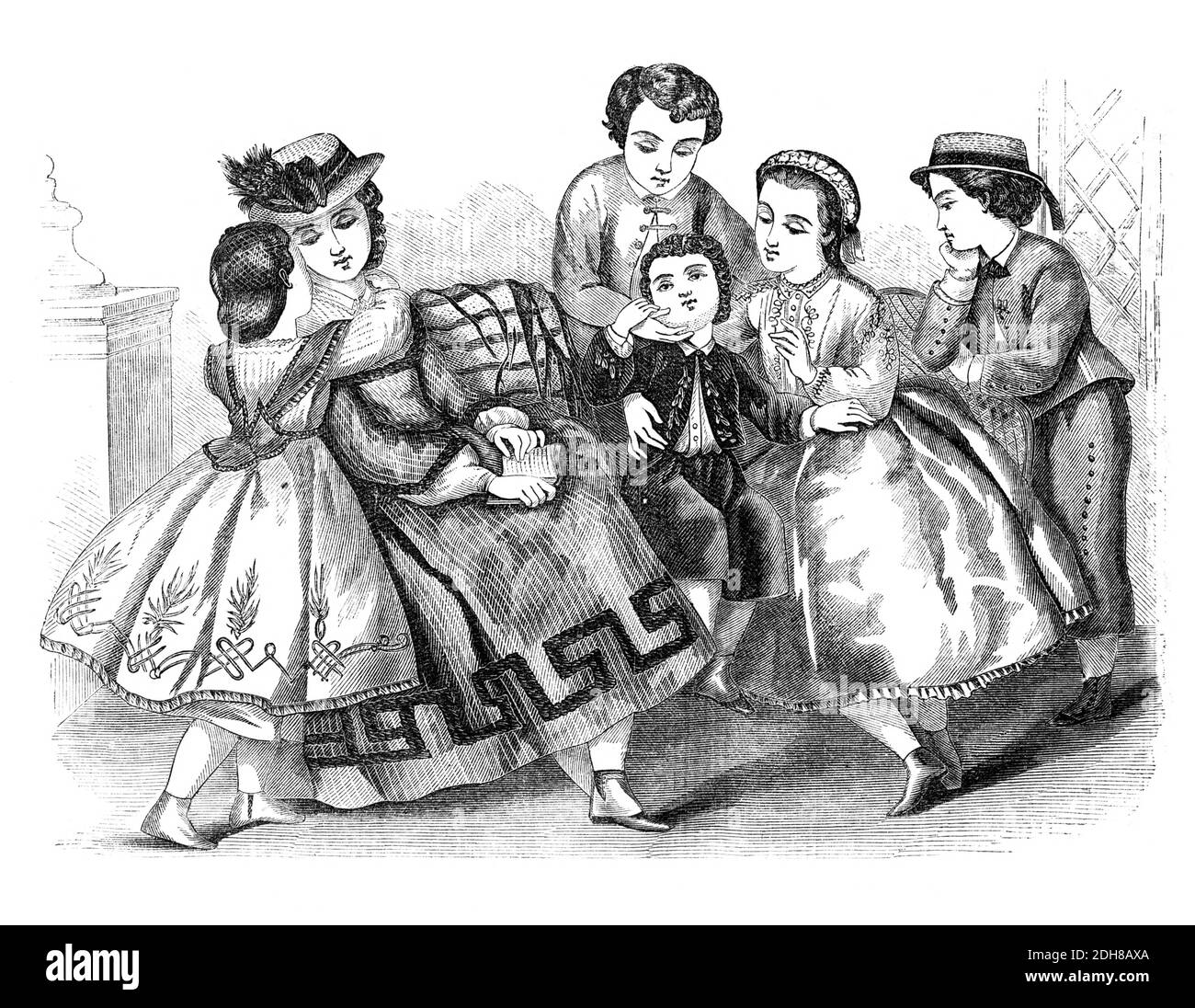 Godey's Children's Fashion pour l'été 1864 de Godey's Lady's Book and Magazine, 1864 juin, Philadelphie, Louis A. Godey, Sarah Josepha Hale, Banque D'Images