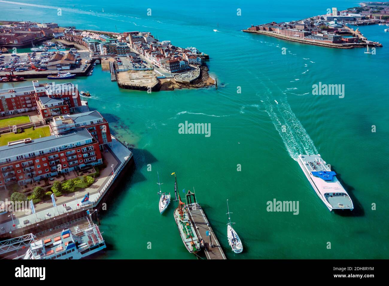 Port de Portsmouth depuis la fenêtre d'observation de la tour Spinnaker Banque D'Images