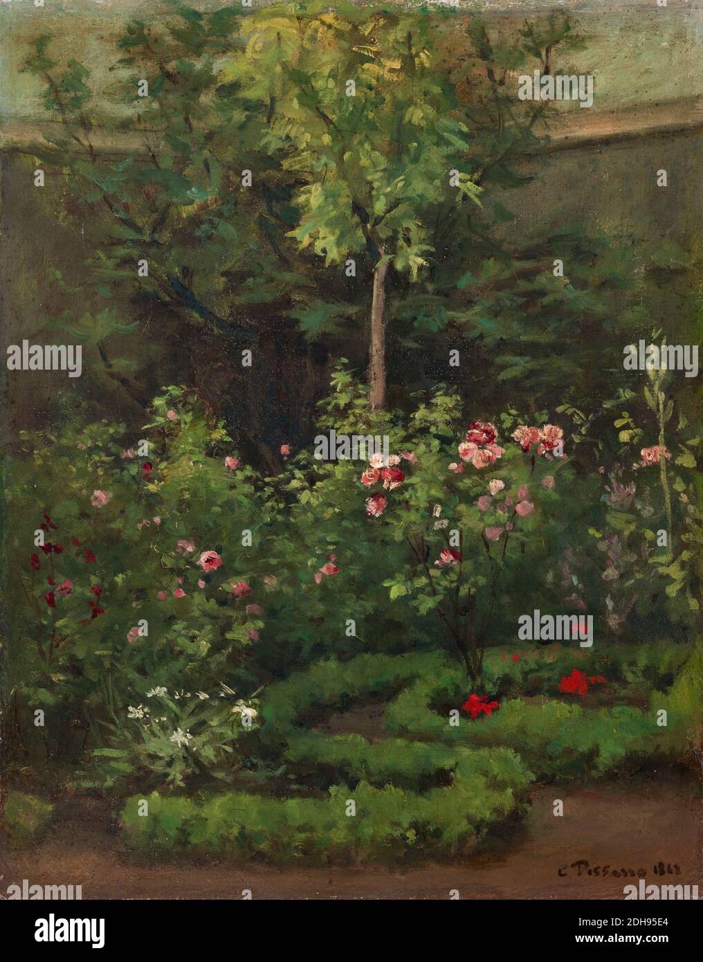 A Rose Garden, paysage peint par Camille Pissarro, 1862 Banque D'Images