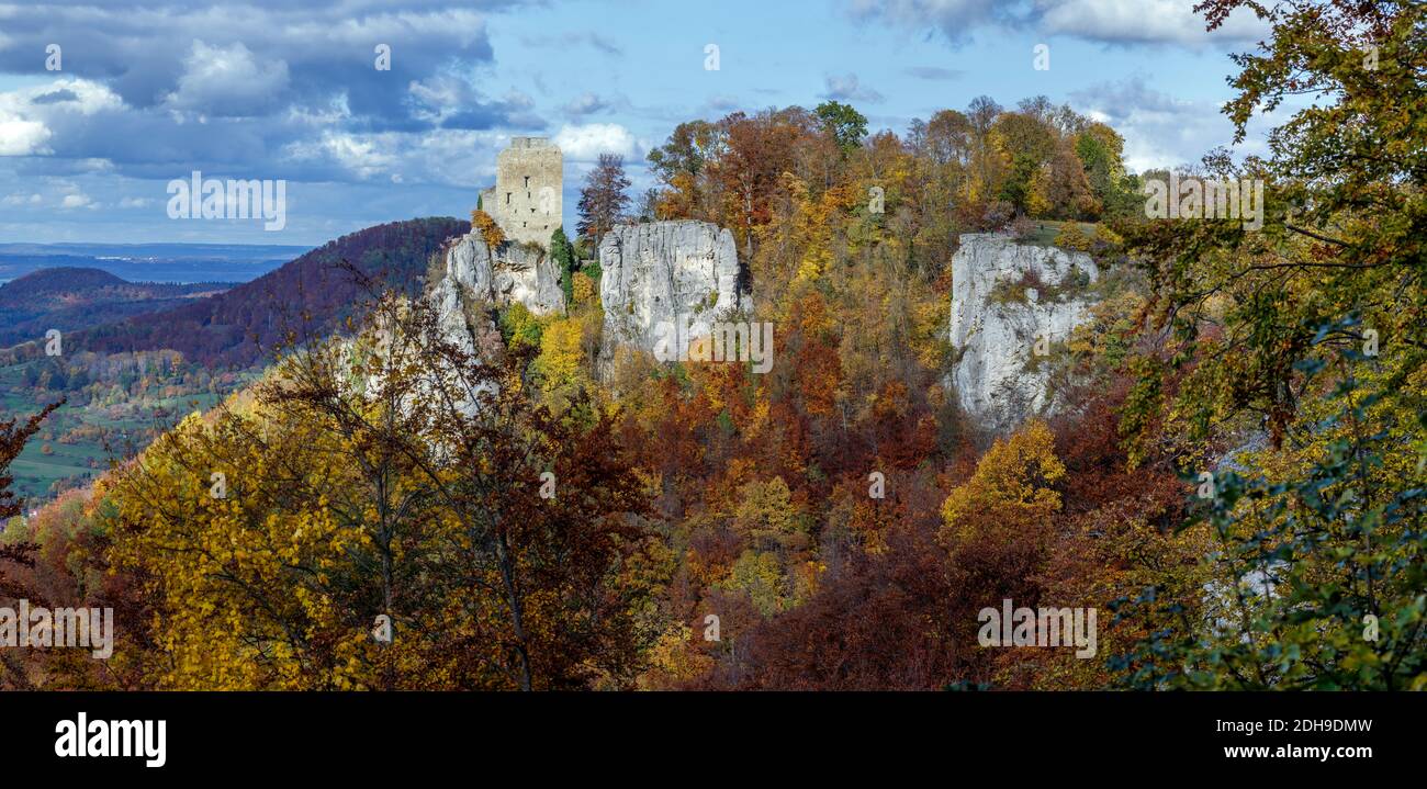 Burgruine Reußenstein, Neidlingen, Schwäbische Alb, Bade-Wurtemberg Banque D'Images