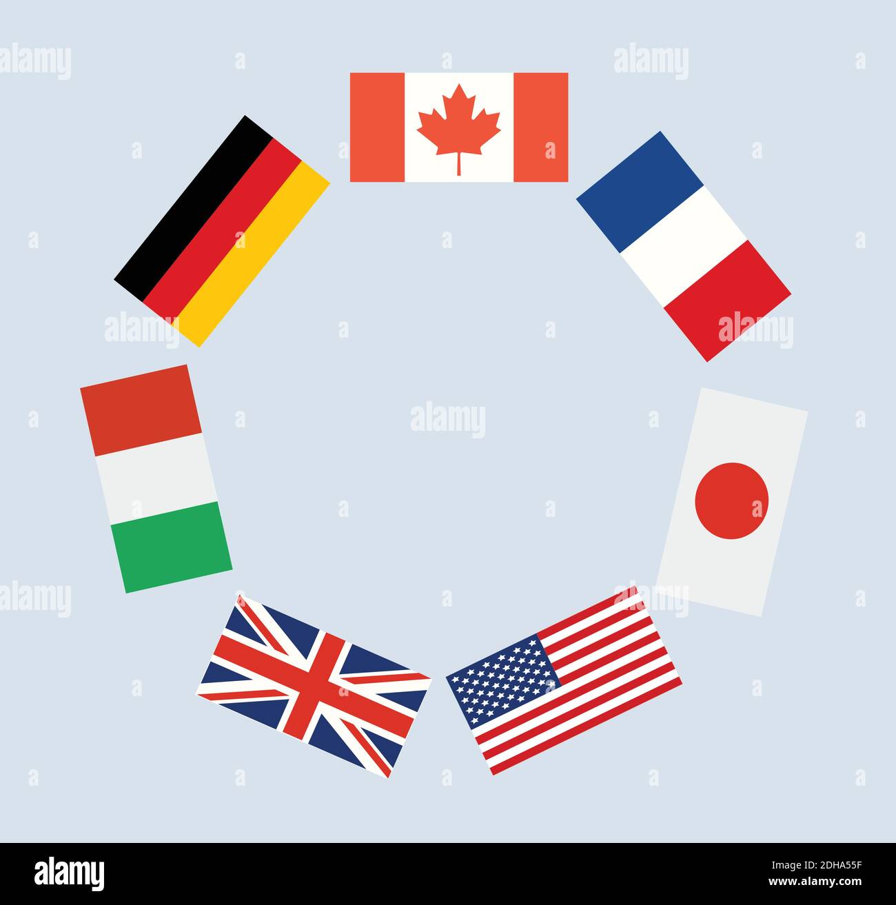 Le Groupe des sept, drapeaux de chaque pays. Symbole G7. Illustration de Vecteur