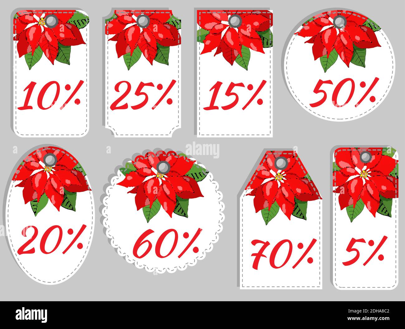 Lot de soldes de Noël et étiquettes de réduction Illustration de Vecteur