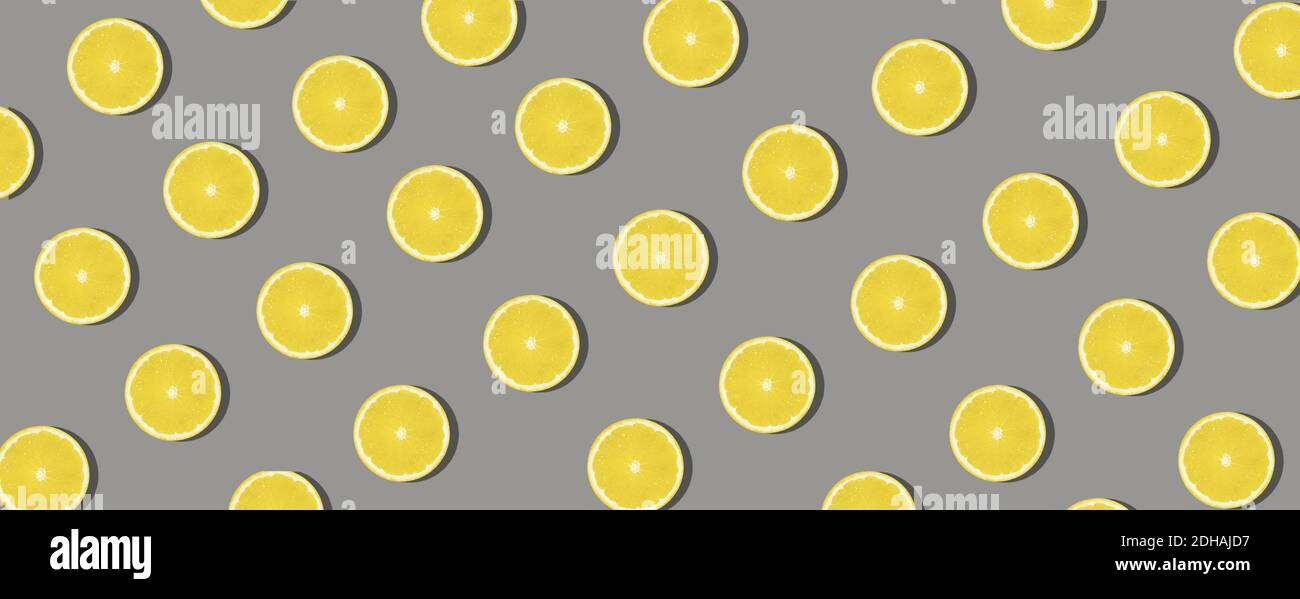 Gris ultime et jaune lumineux. Motif sans couture jaune citron Banque D'Images