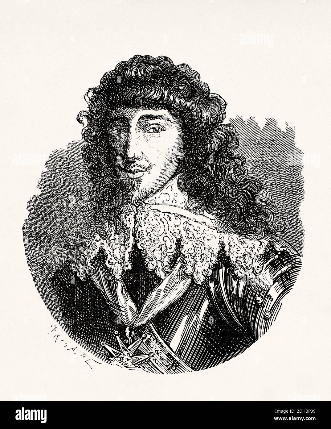 Portrait du duc Jean-Baptiste Gaston d'Orléans (Fontainebleau 1608 - Blois 1660) France. Illustration de la gravure du XIXe siècle. Les Français Illutres par Gustave Demoulin 1897 Banque D'Images