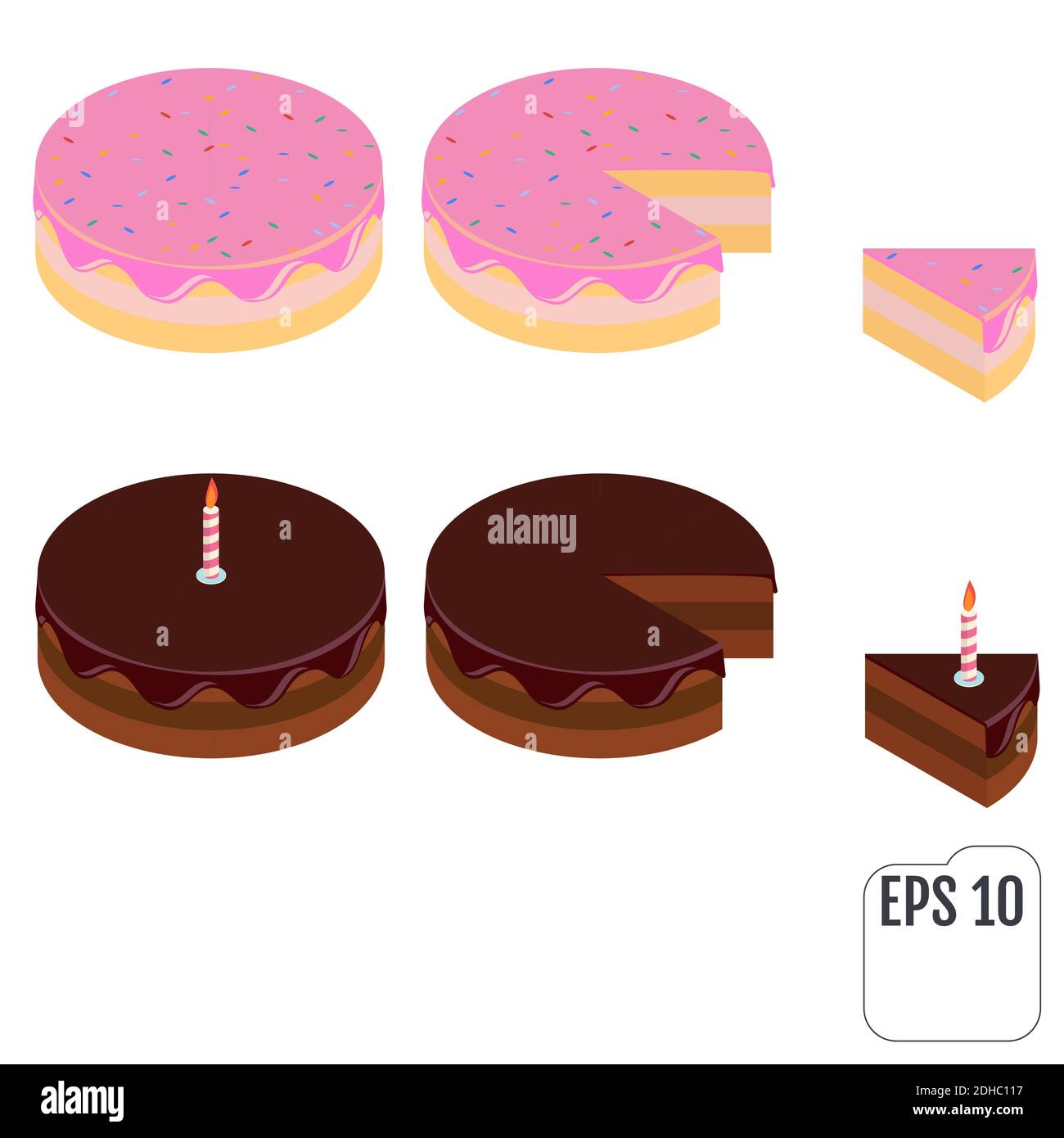Gateau D Anniversaire Et Gateau Au Chocolat Image Vectorielle Stock Alamy