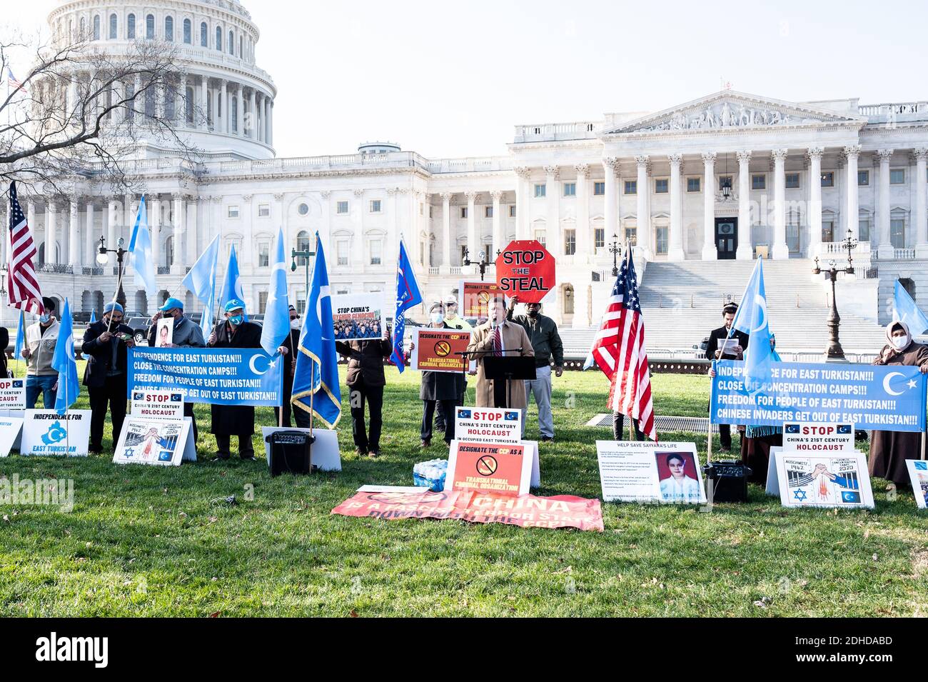 Rassemblement pour l'indépendance du Turkestan oriental. Banque D'Images