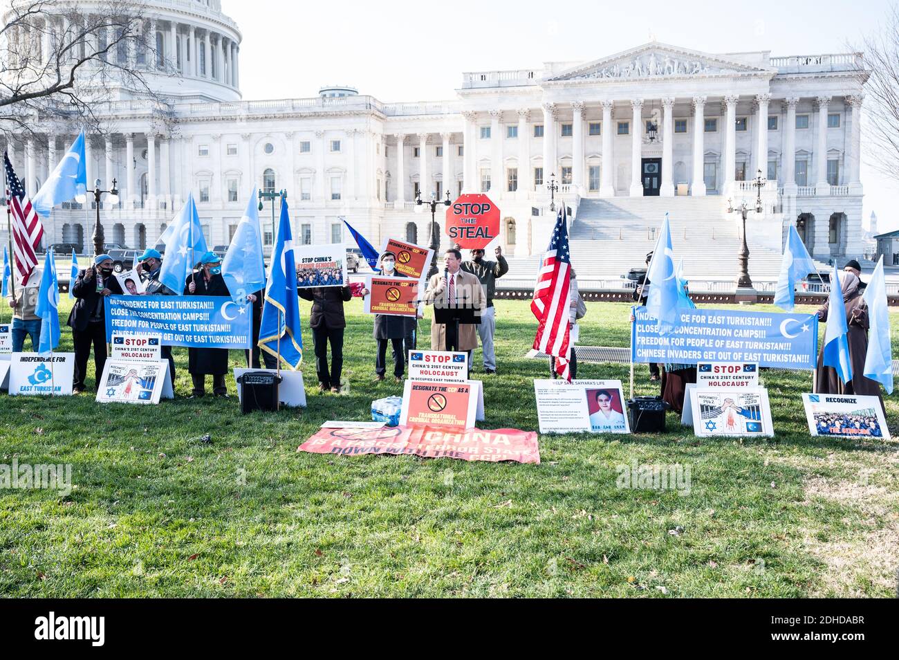 Rassemblement pour l'indépendance du Turkestan oriental. Banque D'Images