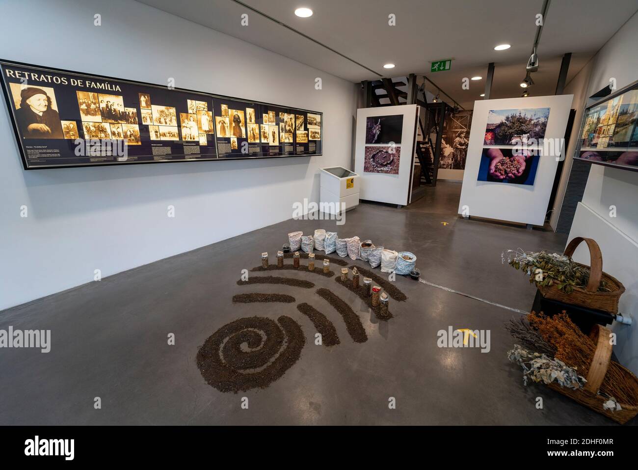 Semences et matériel agricole au musée Museuu do Linho de Várzea de Calde Linen à Varzea de Calde, Portugal Banque D'Images