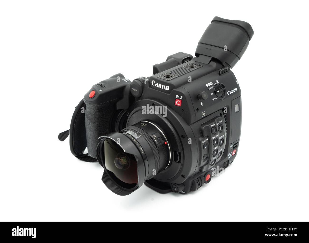 Le caméscope de cinéma professionnel Canon EOS C200 est isolé sur fond  blanc Photo Stock - Alamy