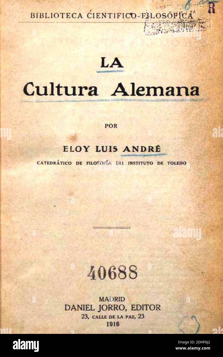 La Cultura alemana. Madrid, 1916. Banque D'Images