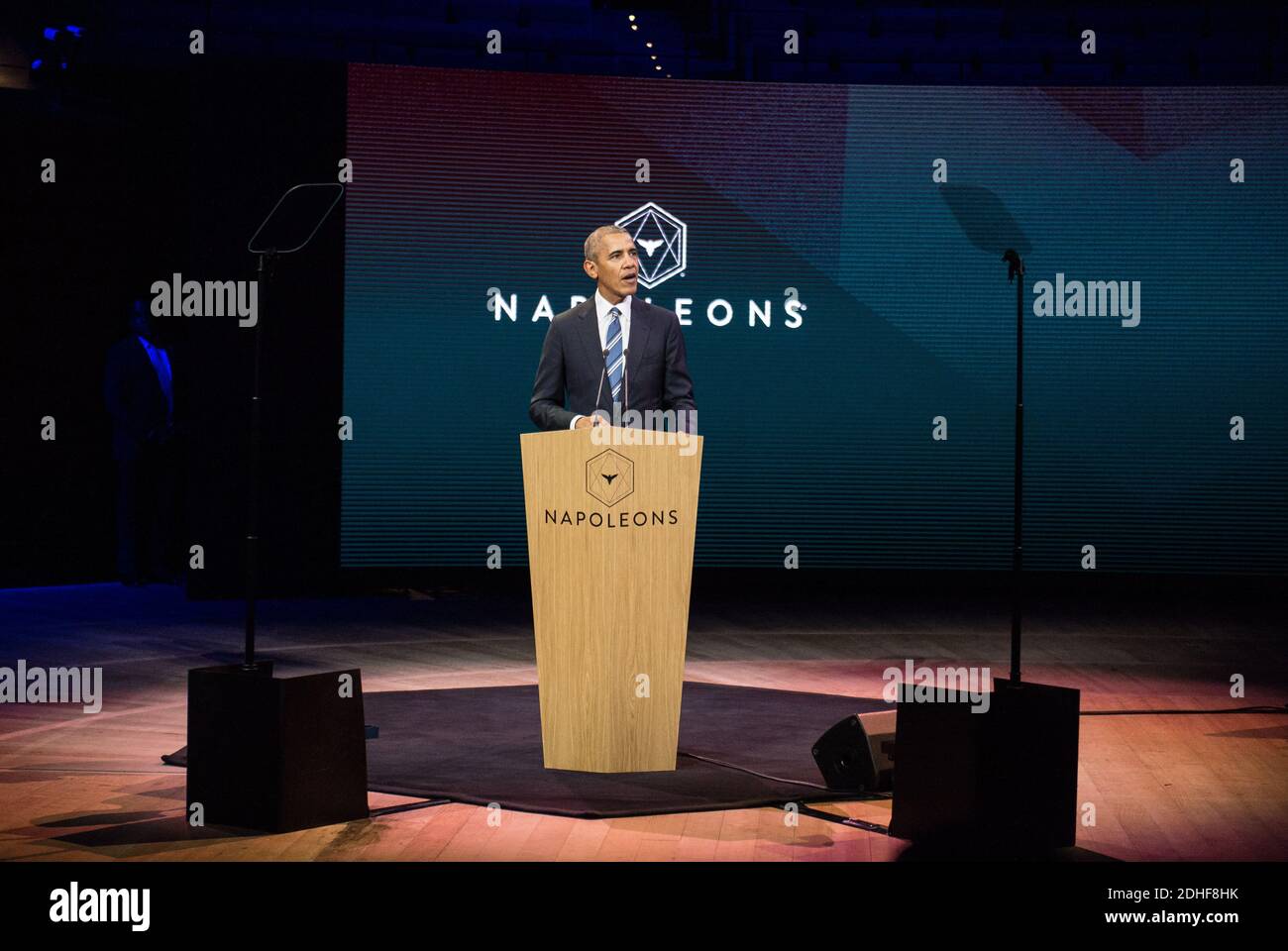L’ancien président américain Barack Obama prononce un discours lors d ...