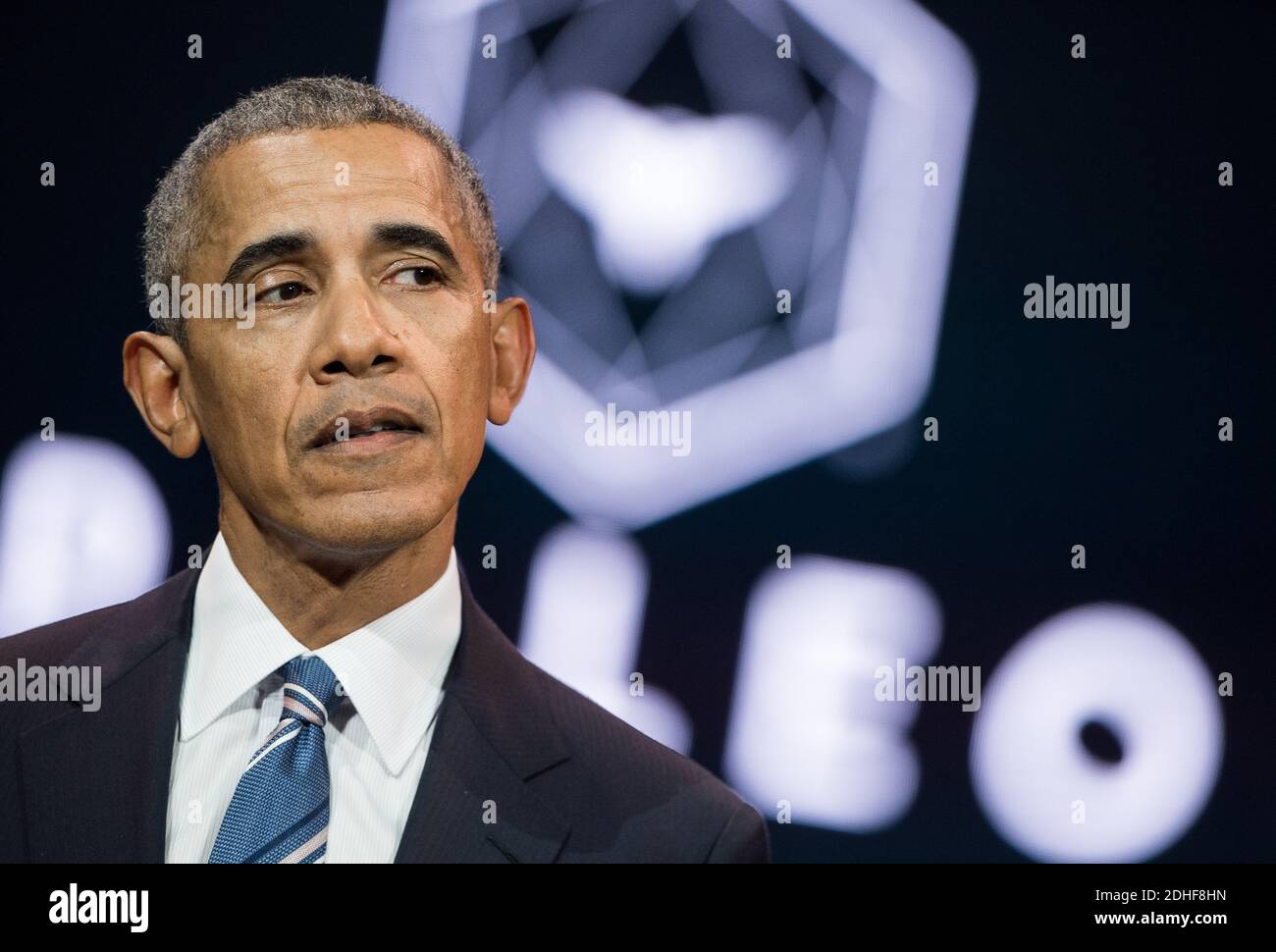 L’ancien président américain Barack Obama prononce un discours lors d ...