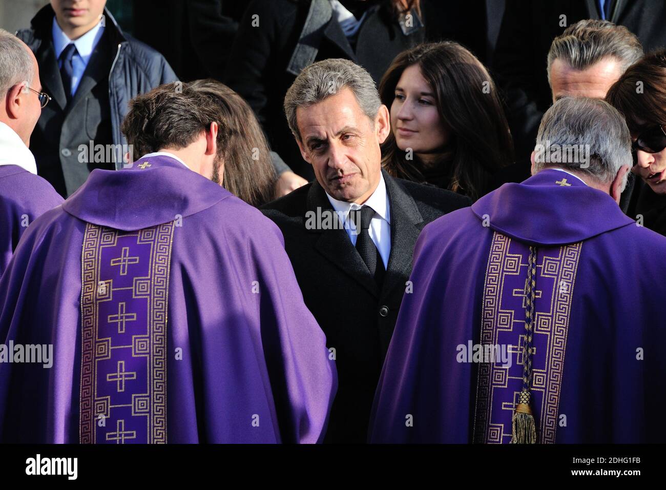 Nicolas Sarkozy lors des funérailles d'Andrée Sarkozy aka Dadue, mère de l'ancien président français Nicolas Sarkozy, à l'église Saint-Jean-Baptiste de Neuilly-sur-Seine, France, le 18 décembre 2017. Photo par ABACAPRESS.COM Banque D'Images