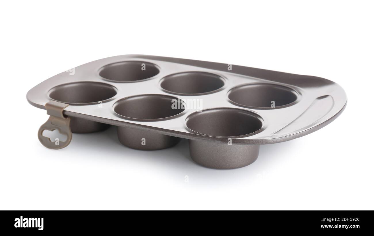 Plateau à muffins sur fond blanc Banque D'Images