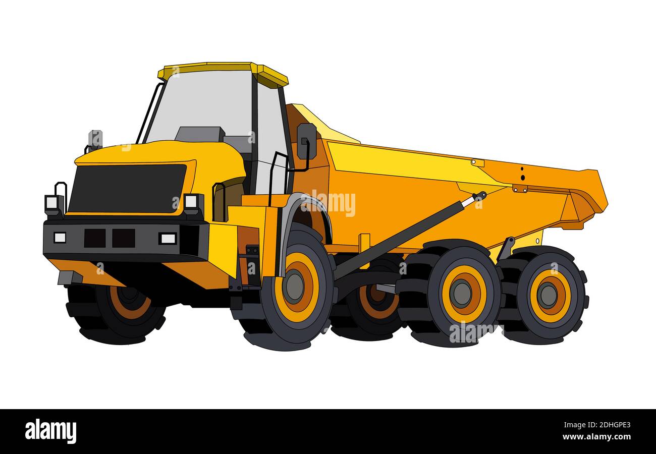 camion-benne noir et jaune. Machines et équipements industriels. Vecteur isolé sur blanc Illustration de Vecteur