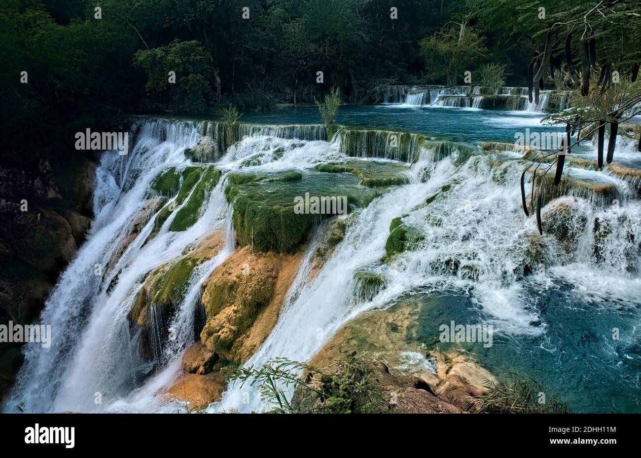 Belle cascade El Meco, Huasteca Potosina, San Luis Potosi, Mexique Banque D'Images