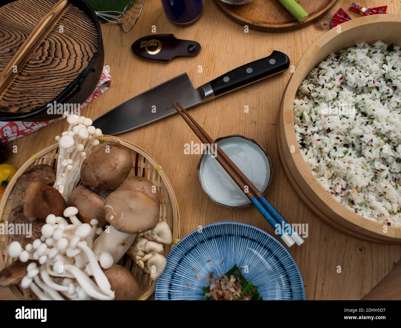 Vue de dessus de la cuisine asiatique Banque D'Images