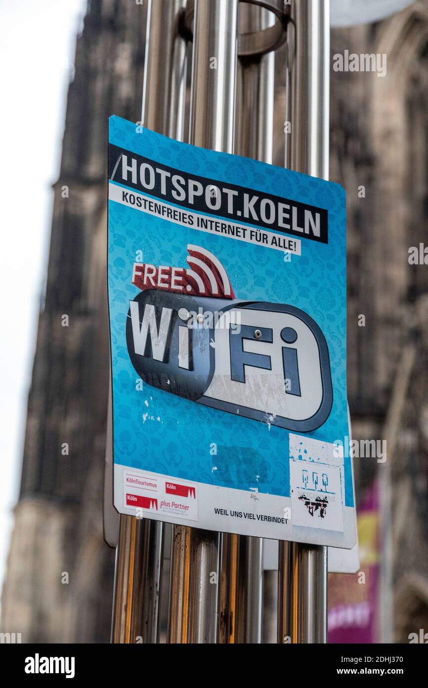 WIFI gratuit, Internet gratuit pour tout le monde à Cologne Banque D'Images