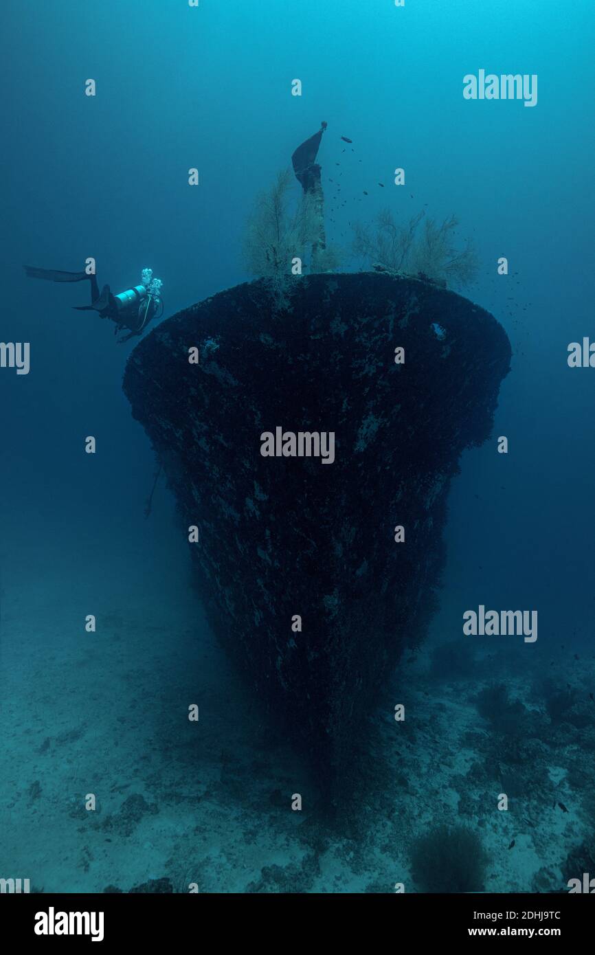 Un peu profond. Kuda giri Wreck, atoll mâle sud. Monde sous-marin des Maldives. Banque D'Images