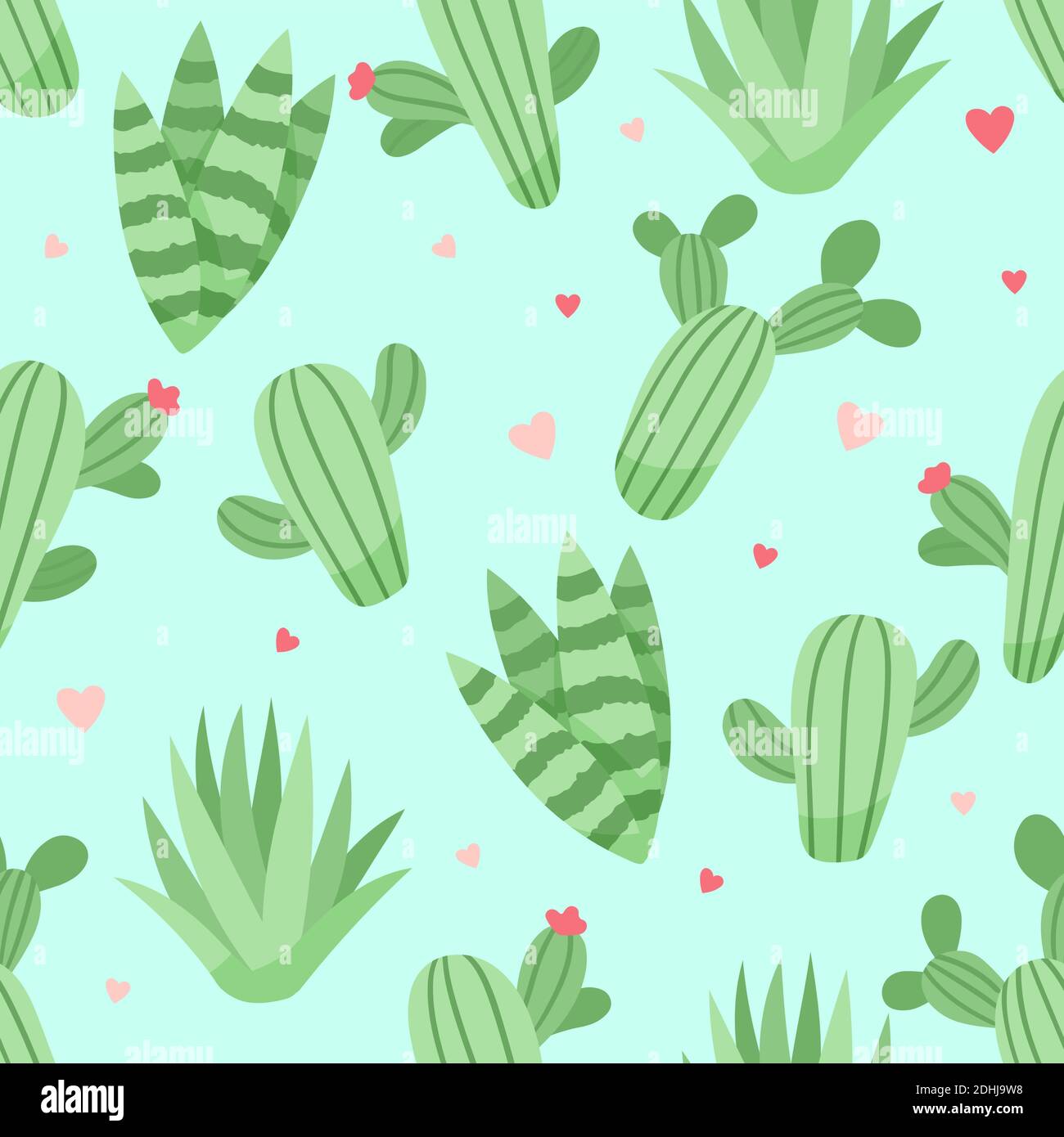 Motif mignon cactus et succulents, illustration vectorielle de style plat Illustration de Vecteur