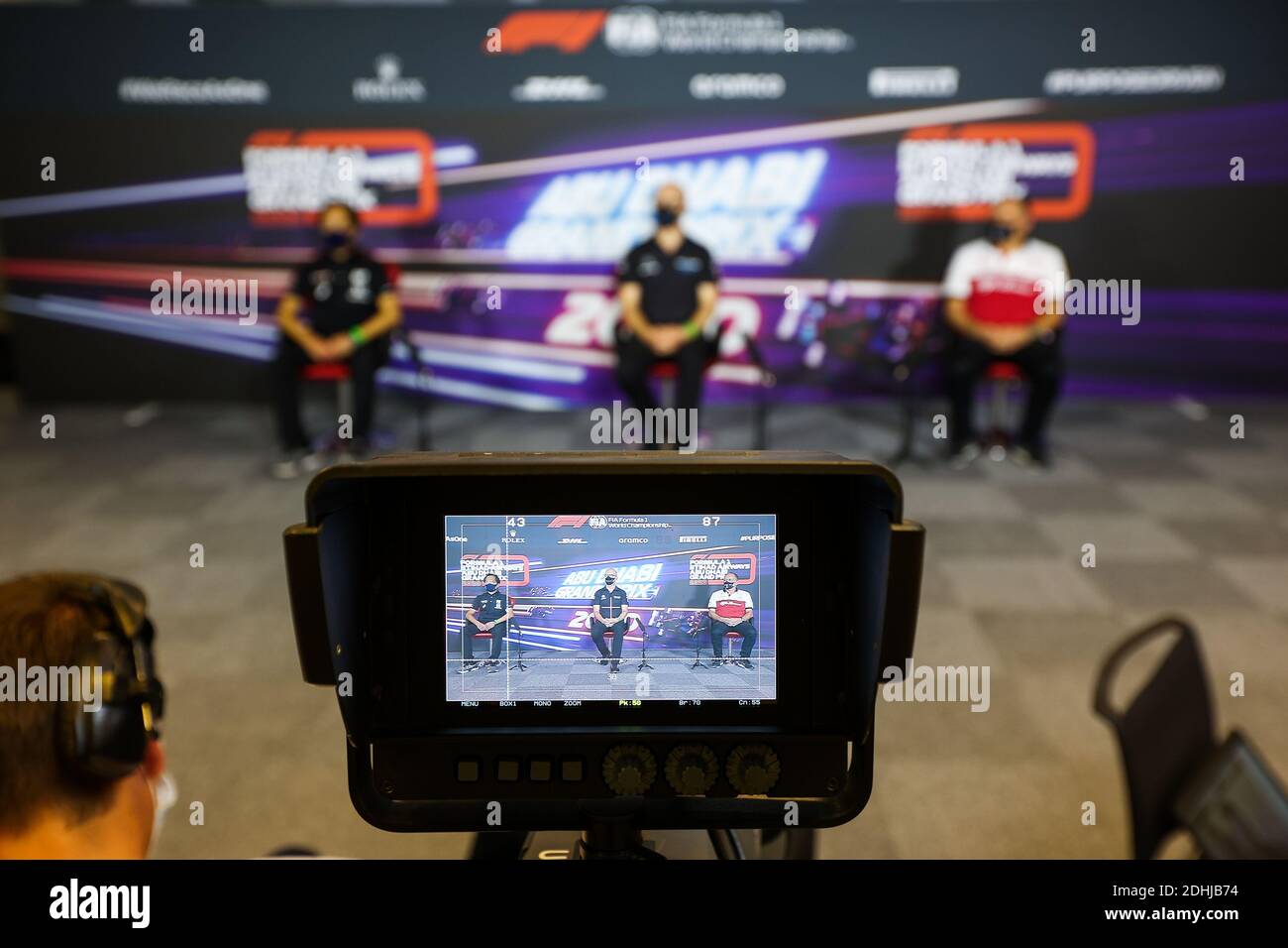 Abu Dhabi, Émirats arabes Unis. 11 décembre 2020. TANABE Toyoharu, Directeur technique de Honda Racing F1, VASSEUR Frederic (fra), Directeur de l'équipe d'Alfa Romeo Racing ORLEN, ROBERTS Simon (gbr), Directeur général de Williams Racing, portrait, conférence de presse lors du Grand Prix 2020 Etihad Airways d'Abu Dhabi de Formule 1, du 11 au 13 décembre, 2020 sur le circuit Yas Marina, à Abu Dhabi - photo Antonin Vincent/DPPI/LM crédit: Gruppo Editoriale LiveMedia/Alay Live News Banque D'Images