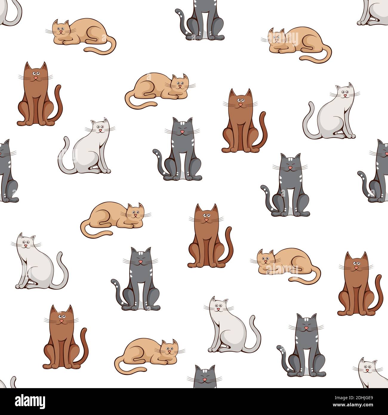 motif sans couture chats colorés sur fond blanc Illustration de Vecteur