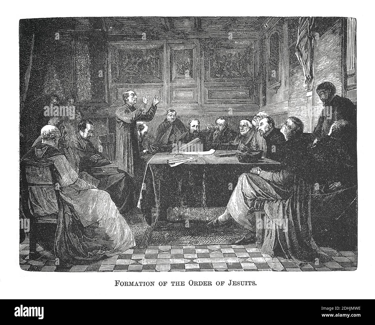 Illustration du XIXe siècle de la formation de l'ordre des Jésuites. La formation jésuite, ou la formation des jésuites, cherche à préparer des candidats pour les romains Banque D'Images