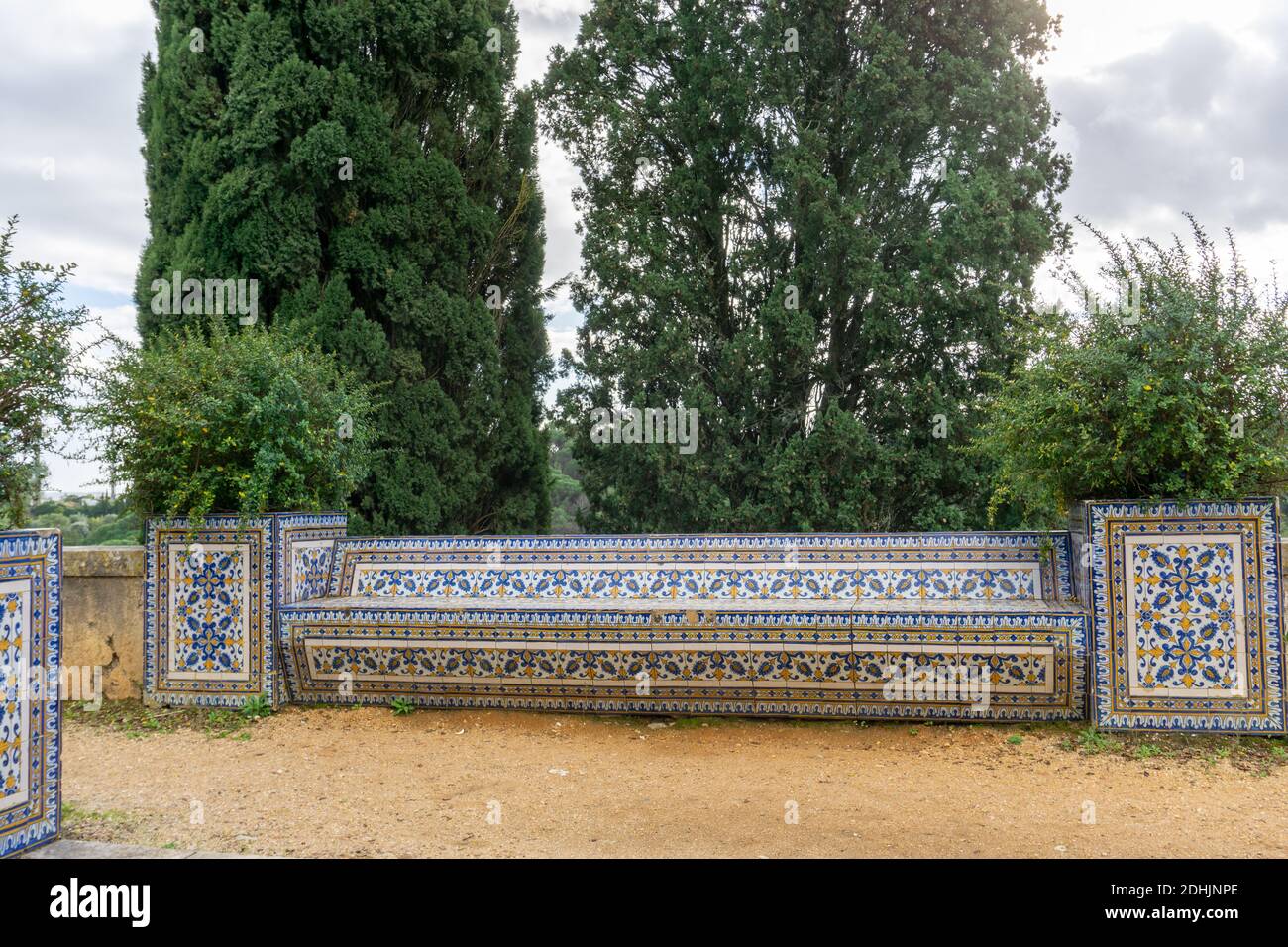 Un beau banc de tuiles de l'Azulejo au Portugal Banque D'Images