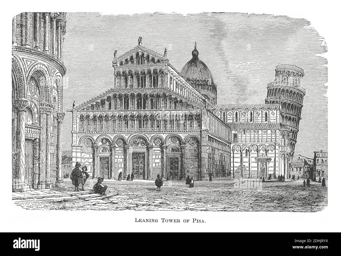 Illustration du XIXe siècle de la tour penchée de Pise, Italie. Œuvre originale publiée dans 'UNE histoire picturale des grandes nations du monde: De t Banque D'Images