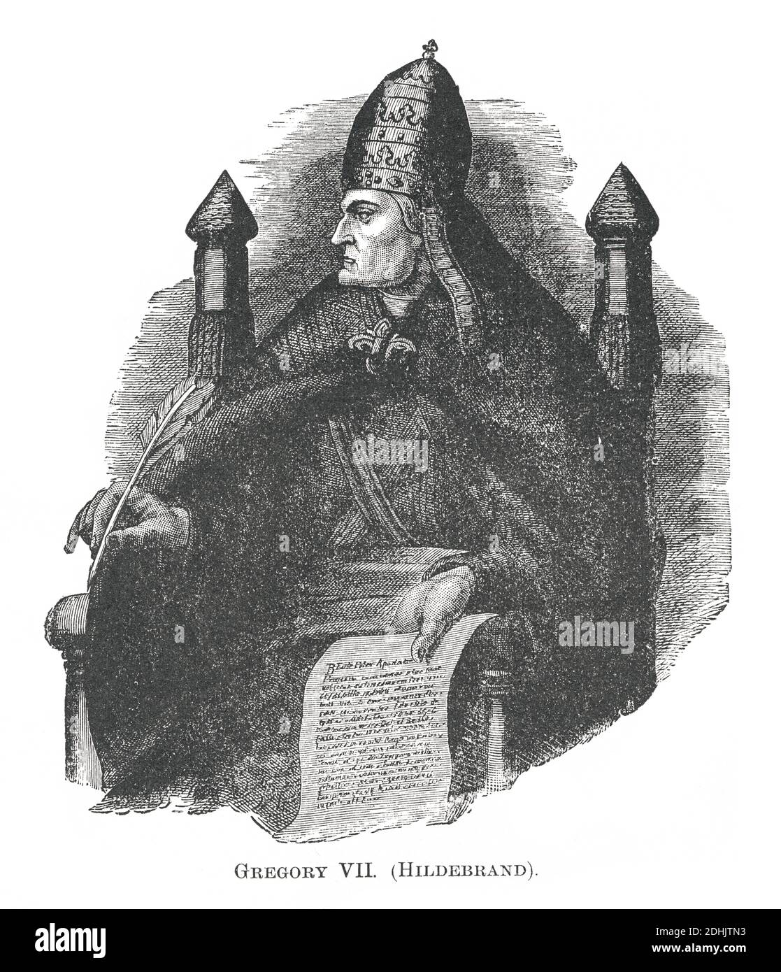 Illustration du XIXe siècle d'un portrait du pape Gregory VII (c. 1015/1028 – 1085), née Hildebrand de Sovana, fut pape du 22 avril 1073 à sa mort Banque D'Images
