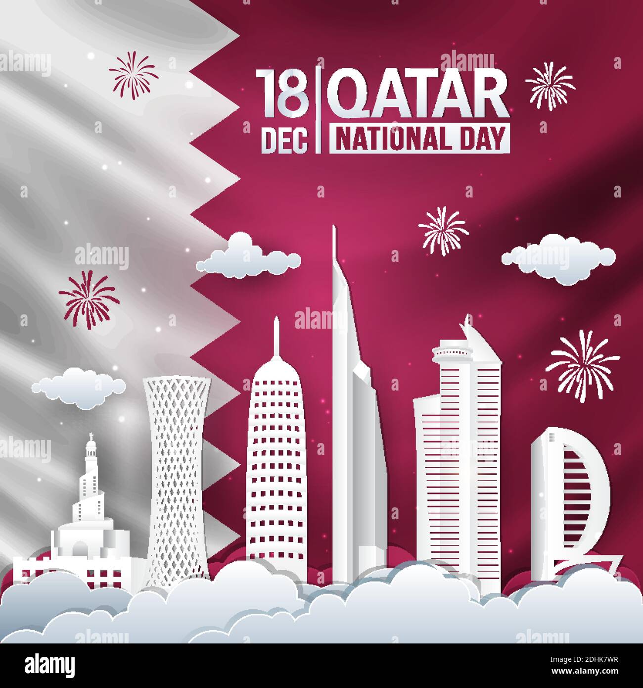 Illustration vectorielle de la fête nationale du Qatar du 18 décembre