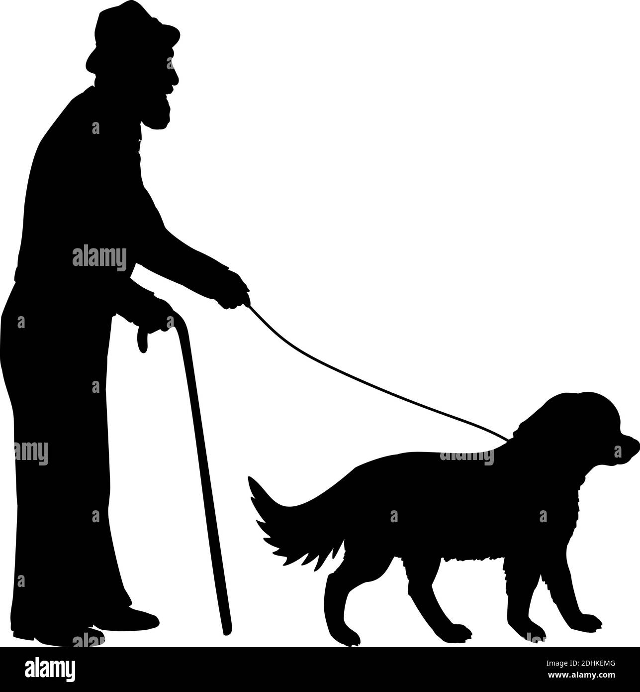 Silhouette de grand-père avec chien. Icône de symbole d'illustration Illustration de Vecteur