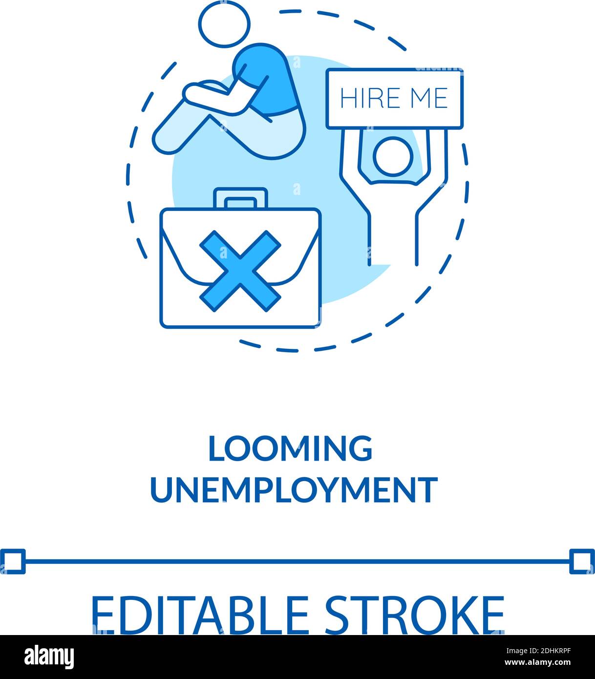 Menace de chômage concept bleu icône Illustration de Vecteur