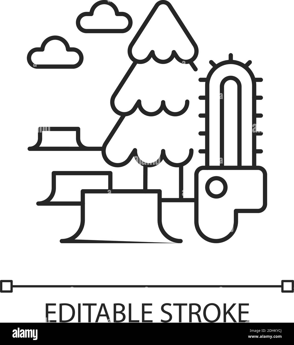 Icône linéaire de déforestation Illustration de Vecteur